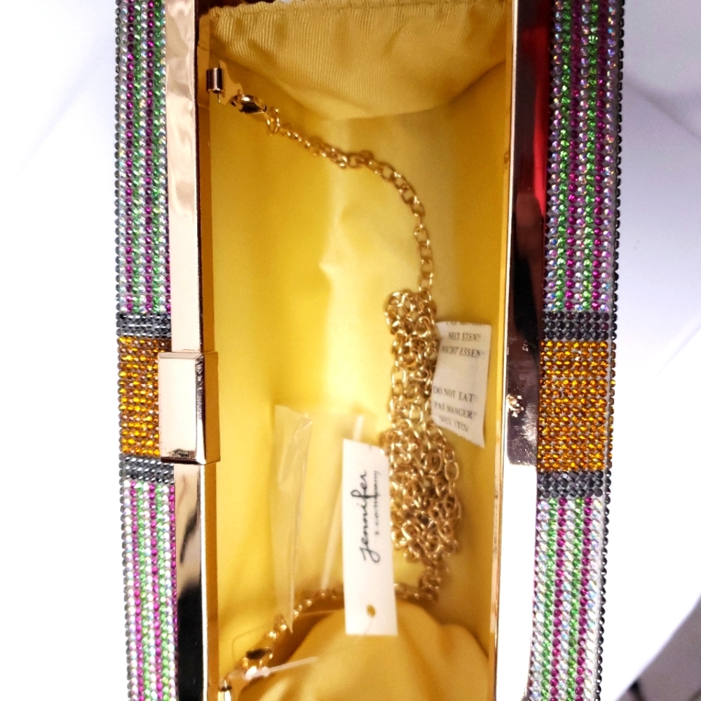 Money Bling Rhinestone Hard Case Clutch - Picture 6 of 15